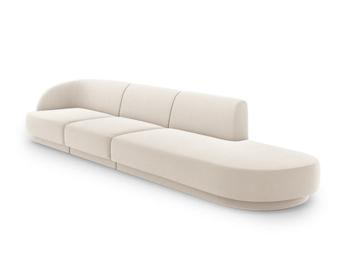 Micadoni Rechte bank Miley 4-zits, flueel, lichtbeige - 90x323x70cm