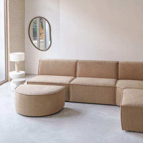 Tikamoon Modulaire hoekbank in camelkleurige stof, 5/6-zit - Bruin