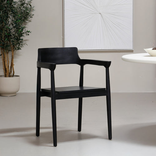 DÉJA Living Eetkamerstoel Hazel - Teakhout - Zwart - Set van 2 - vtwonen shop