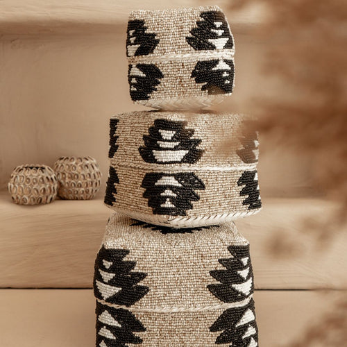 NOA MAY Offermand Loua - naturel/zwart - bamboe - 12 x 12 x 12 cm