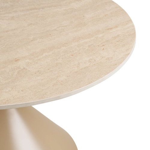 Artichok Anisa metalen salontafel met keramiek blad beige - Ø70