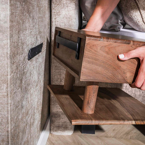 Giga Meubel Nachtkastje Carve - Bruin Acaciahout - 35x35x27cm - vtwonen shop