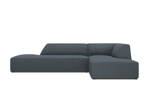 Micadoni rechter hoekbank Ruby 4-zits, ribfluwelen, blauw - 180x273x69cm