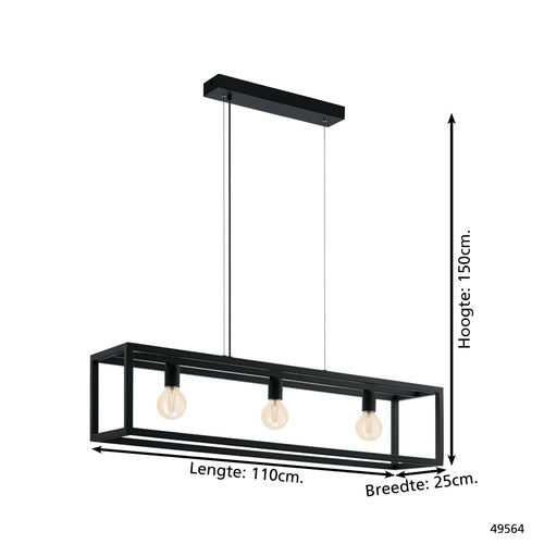 EGLO hanglamp Elswick - e27 - 110 cm - zwart - vtwonen shop