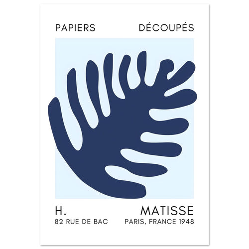 Artfulprints Poster Matisse – Coral bloom navy blue I   - 30x40 cm - Blauw