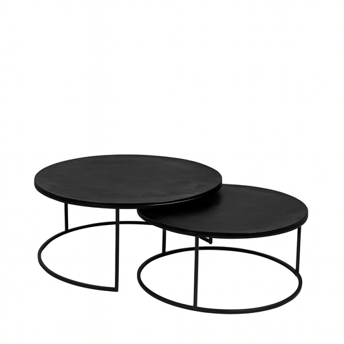 StarFurn Salontafel Darryl - Rond Zwart Metaal - Set van 2 - vtwonen shop