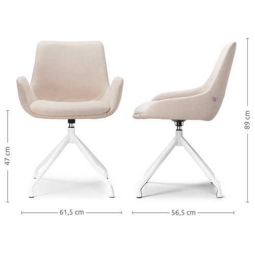 Nolon Nola-Eef Draaibare Eetkamerstoelen Beige - Wit - 2x