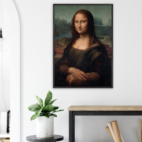 Artfulprints Poster met Lijst Leonardo Da Vinci - Mona Lisa   - A4 21x29.7 cm - Bruin