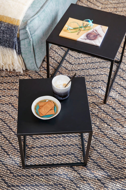 Mica Decorations Goa Bijzettafel - Set van 2 - L35 x B35 x H33 cm - Metaal - Zwart - vtwonen shop