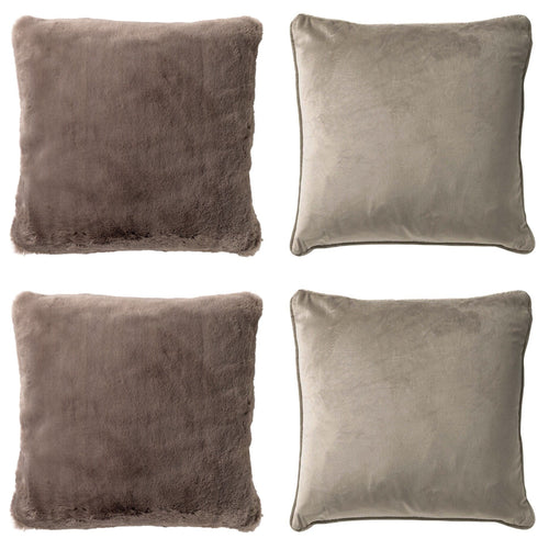 KUSSENSET - 4-delig Soft Textures - 45x45 cm - inclusief binnenkussens - taupe