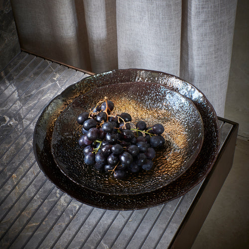 S|P Collection - Sierschaal 40xH7cm glas zwart/goud Cosmo