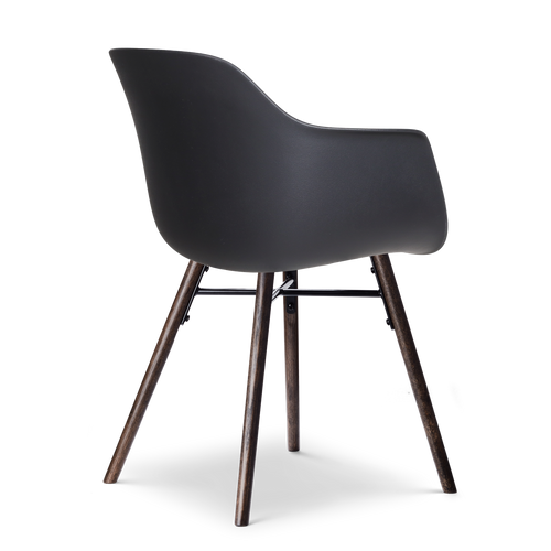 Nolon Nena-Liz eetkamerstoel zwart met warm oker zitkussen - walnoot houten onderstel