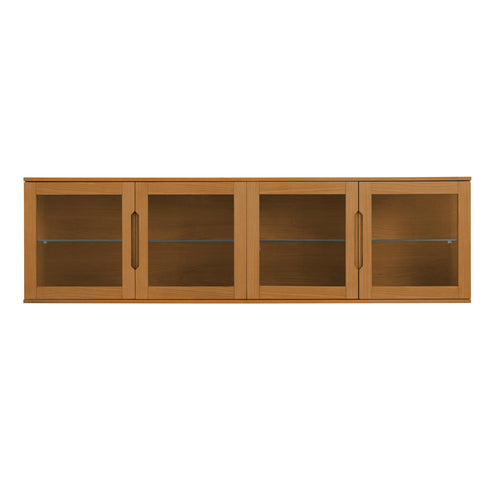 Furnhouse 4-deurs wandkast Kerteminde - Natuurlijk eikenhout - MDF, Eikenfineer, Glas - 37x213x60