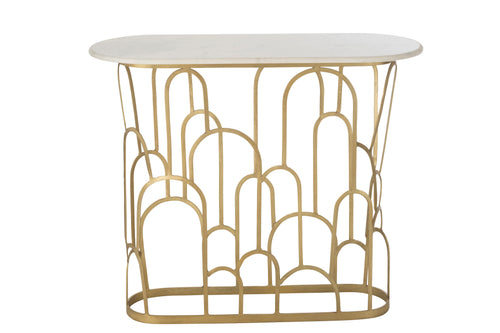 J-Line console Moza - metaal/marmer - goud - vtwonen shop