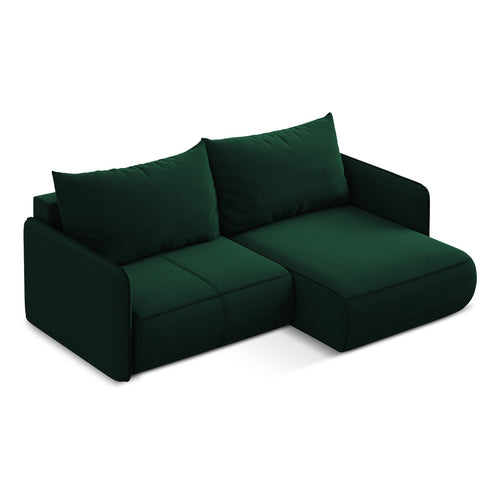 LaMiaSofa hoekbank rechts Palermo - velours - flessengroen - 207x148x86