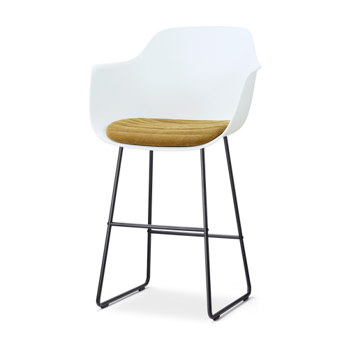 Nolon Nino-Liz barkruk wit met mosgroen zitkussen - zwart onderstel - 75 cm