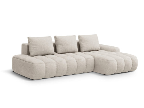 Cosmopolitan Design Converteerbare hoekbank rechts met opbergdoos Linz 3-zits, structurele stof beige - 142x275x84cm