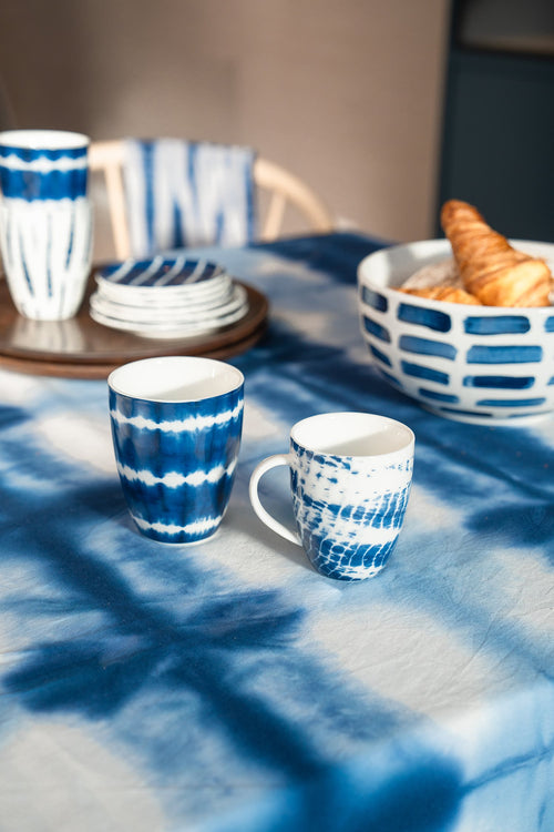 vtwonen - Tie-Dye Mok met oor - Serviesset van 4 - 275ml - vtwonen shop