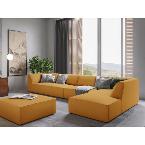 Cosmopolitan Design - Modulaire hoekbank rechts Siena 5-zits, structurele stof geel - 180x366x69cm