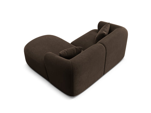 Cosmopolitan Design Modulaire hoekbank rechts Campi 3-zits, flueel chocolade - 156x180x70cm