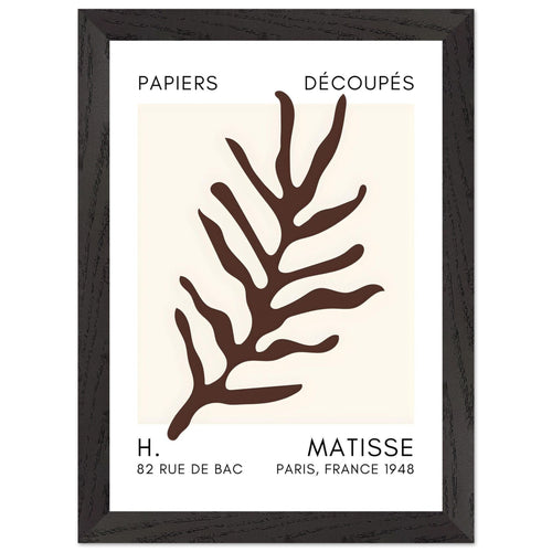 Artfulprints Poster met Lijst Matisse – Ocean flora brown   - A4 21x29.7 cm - Bruin
