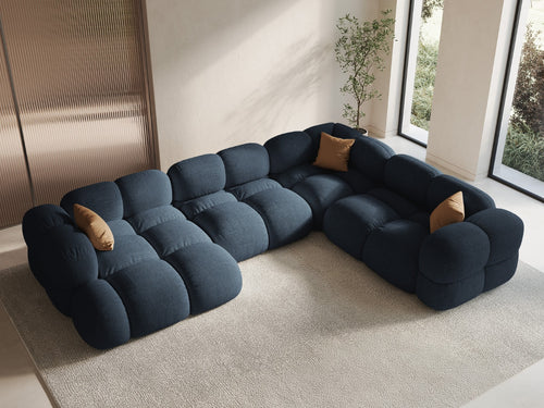 Cosmopolitan Design Panoramische hoekbank rechts Loretto 5-zits, structurele stof donkerblauw - 250x345x68cm