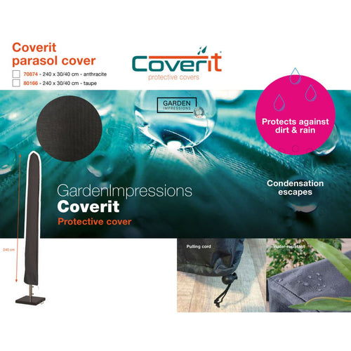 Garden Impressions stokparasol Lotus zwart Ø300 cm met 40kg Eureka voet en hoes