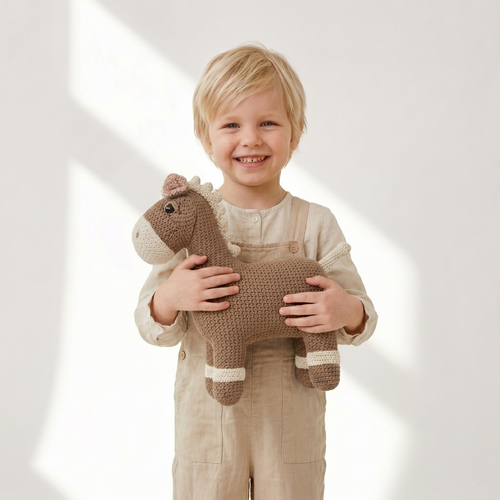 Pintado & Lacado knuffeldier Paard - bruin - 33 cm