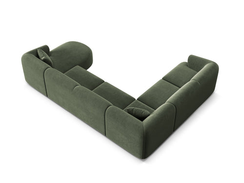 Cosmopolitan Design Modulaire panoramische hoekbank links Campi 7-zits, flueel groente - 255x330x70cm