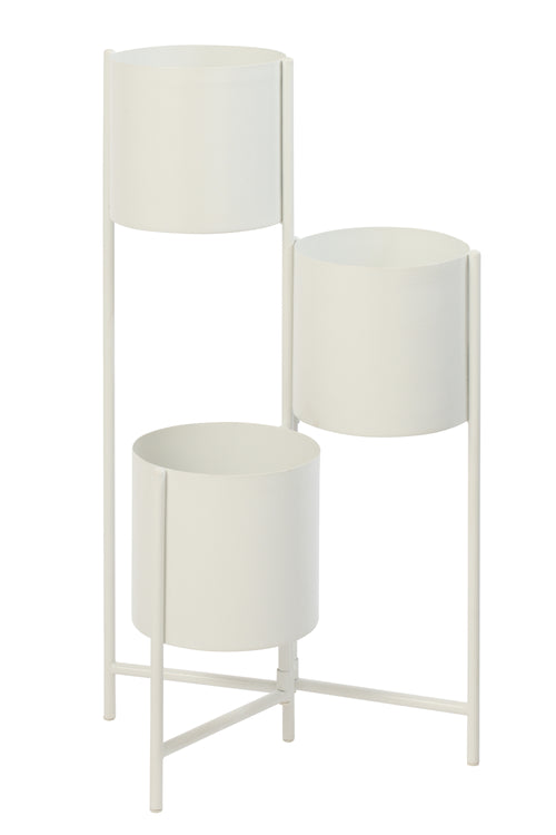 J-Line bloempot 3 Pots - ijzer - wit