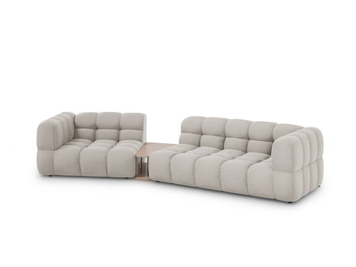 Cosmopolitan Design linker modulaire bank Sky 3-zits, flueel, lichtbeige - 148x353x70cm