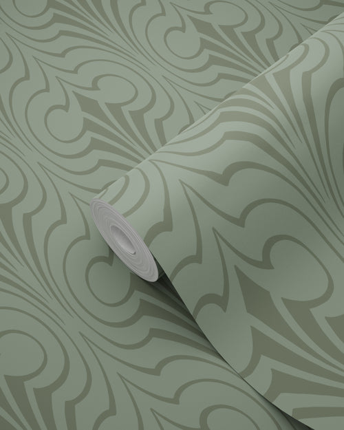 ESTAhome behang grafische vorm vergrijsd groen - 50 x 900 cm - 139636 - vtwonen shop