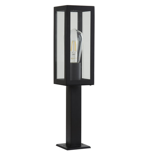 Searchlight Box - 1 Light Outdoor Tuinpaal Kort Zwart met Helder Glas IP44, E27