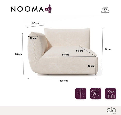 Sia Home - Hoekmodule links van chenillefluweel NOOMA - chenillefluweel terracotta 108cm