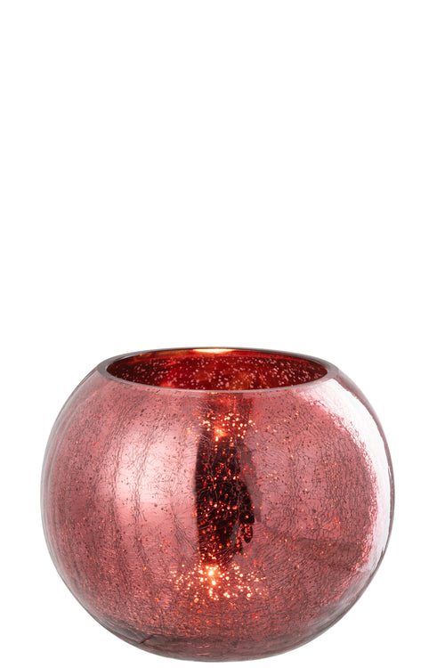 J-Line theelichthouder Bal Craquelé - glas - roze - large