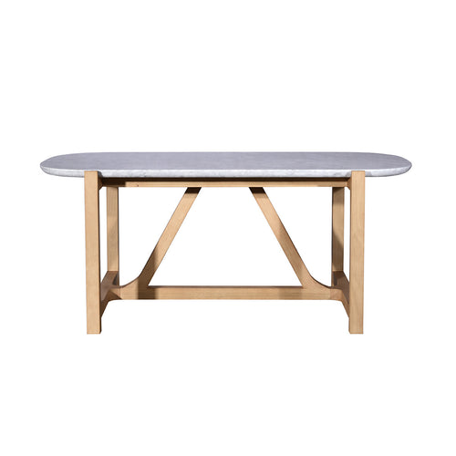 Tikamoon Stoneleaf - Eettafel van massief eikenhout en marmer voor 6/8 personen. - Wit