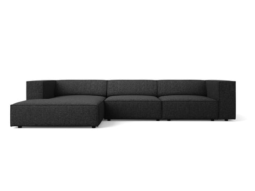 Cosmopolitan Design linker hoekbank Arendal 4-zits, chenille, zwart - 166x284x70cm