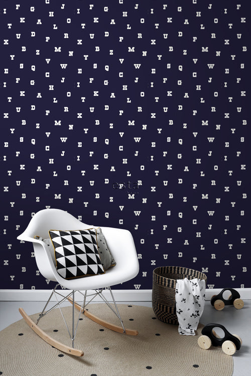 ESTAhome behang alfabet blauw - 53 cm x 10.05 m - 137327