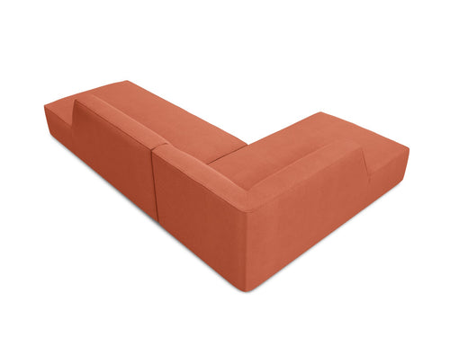 Micadoni linker hoekbank Ruby 4-zits, structurele stof, koraal - 180x273x69cm
