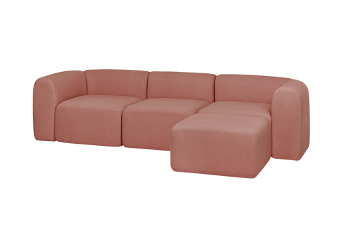 noo.ma Flom 3-zits hoekbank - Pink Clay, zacht zitcomfort, modulair