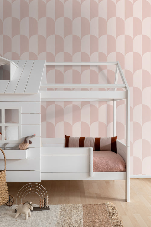 ESTAhome behang art deco bogen zacht roze en licht roze - 53 cm x 10.05 m - 139992 - vtwonen shop