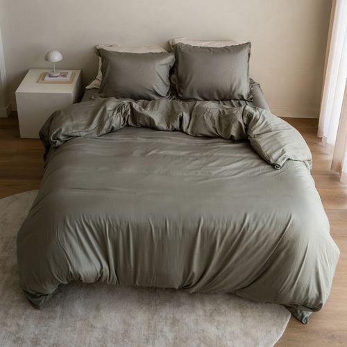 Coco & Cici - TENCEL Twill Dekbedovertrek Olijfgroen - 140x220 + 1 kussensloop 60x70