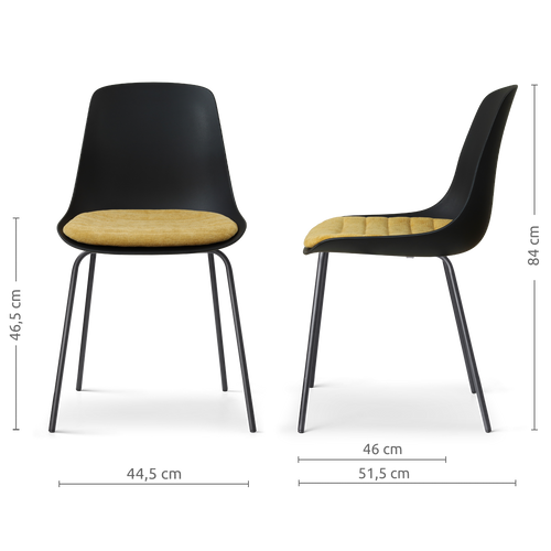 Nolon Nora-Liv eetkamerstoel zwart met warm oker zitkussen - zwart onderstel - vtwonen shop