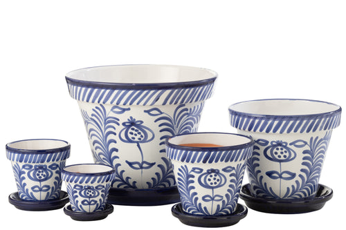 J-Line bloempot Granada Handmade + Painted - keramiek - blauw - extra large - Ø 50 cm - vtwonen shop