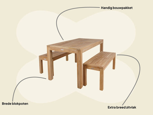 MaximaVida teak picknickset Java 150 cm – 3-delig
