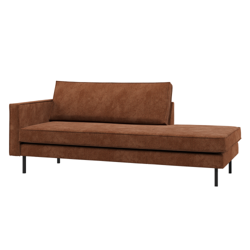 WOOOD daybed links Rodeo - Ribstof - Roestbruin - 85x203x86 - vtwonen shop