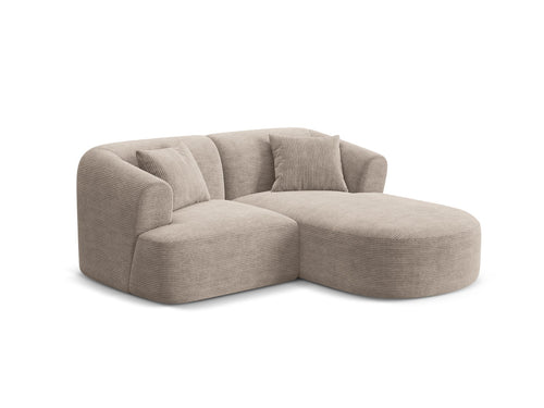 Cosmopolitan Design Modulaire hoekbank rechts Campi 3-zits, ribfluwelen cappuccino - 156x180x70cm