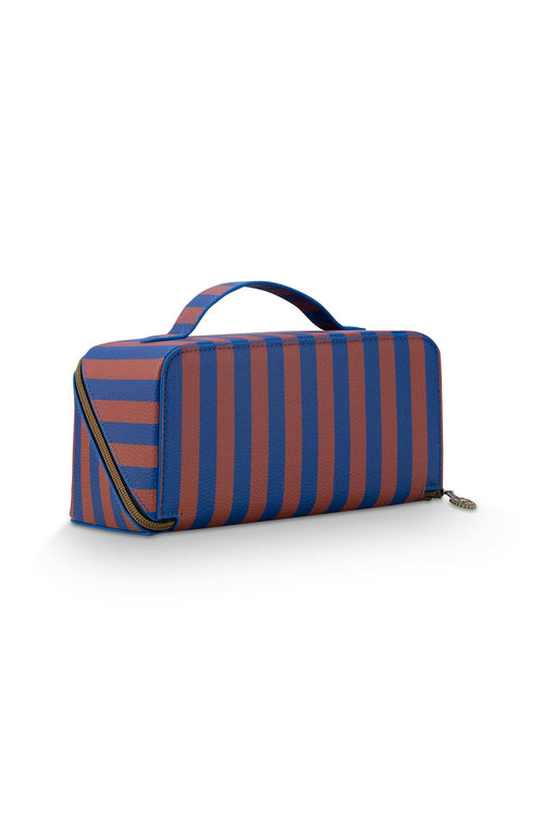 Pip Studio - Cyrille Make-up Tasje Dames - Stripe - Blauw - 11x5x22cm