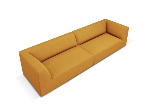 Micadoni Bank Ruby 4-zits, structurele stof, geel - 93x302x69cm