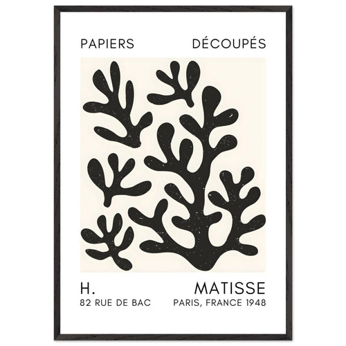 Artfulprints Poster met Lijst Matisse – Coral shadows black   - 70x100 cm - Zwart